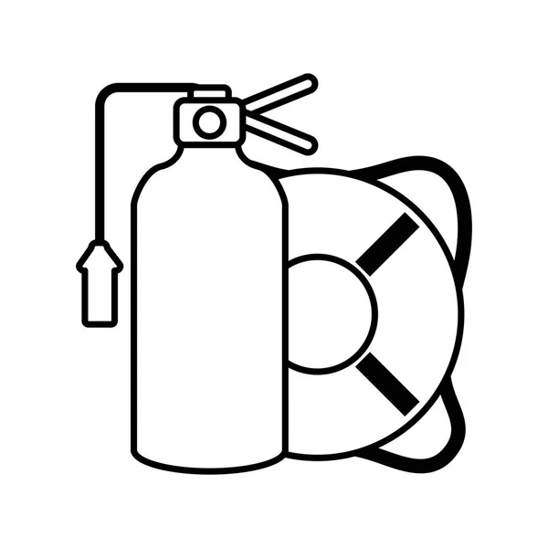 Feuerlöscher mit Schwimmer auf weißem Hintergrund — Stockvektor