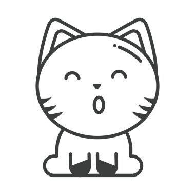 Beyaz arkaplanda sevimli kedi, satır biçimi simgesi