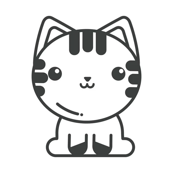 Gato lindo sobre fondo blanco, icono de estilo de línea — Vector de stock
