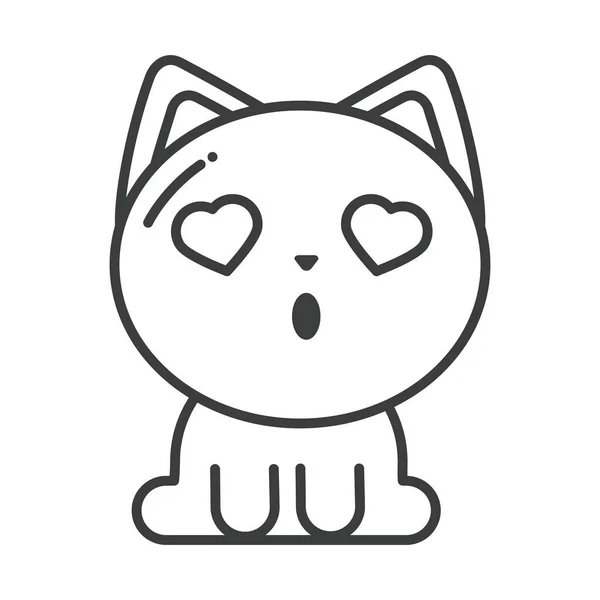 Cute cat on white background, line style icon — Stock Vector