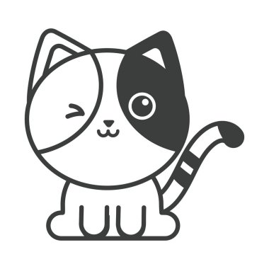 Beyaz arkaplanda sevimli kedi, satır biçimi simgesi