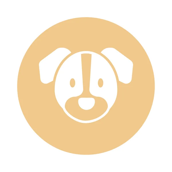 Fej aranyos kutya, blokk és lapos stílus ikon — Stock Vector