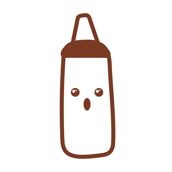 Bouteille avec ketchup, icône de style ligne — Image vectorielle