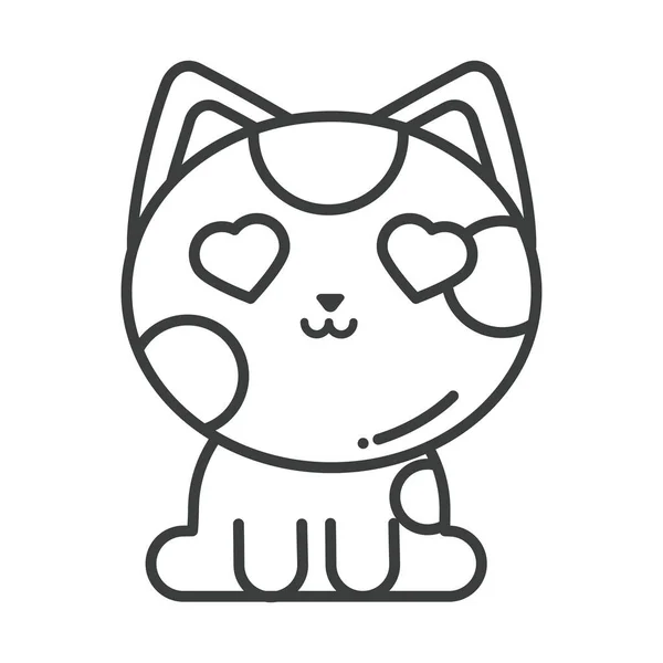 Gato lindo sobre fondo blanco, icono de estilo de línea — Vector de stock