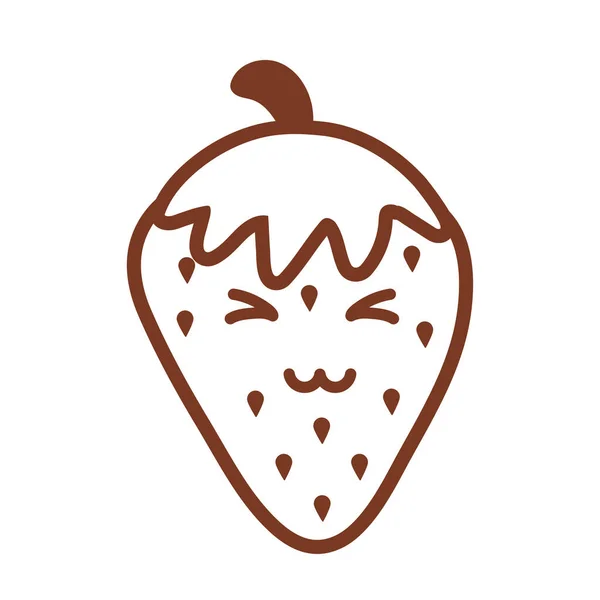 Friss és ízletes eper, vonal stílusú ikon — Stock Vector