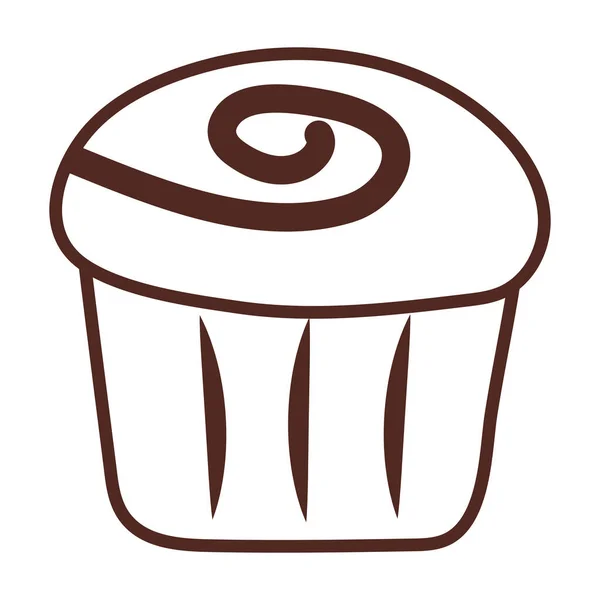 Delicioso cupcake, icono de estilo de línea — Vector de stock