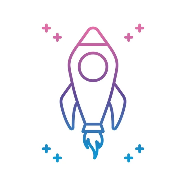 Espacio cohete icono, estilo de línea de gradiente — Vector de stock