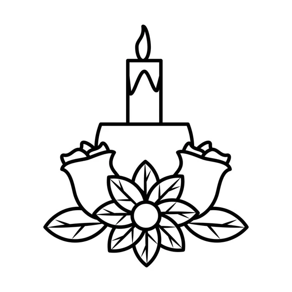Candelero con flores en fondo blanco — Archivo Imágenes Vectoriales