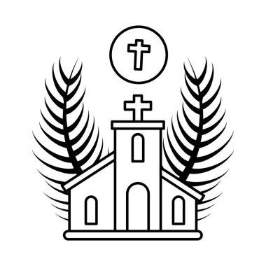 Beyaz arka planda Katolik haçı olan kilise.