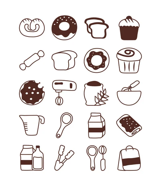 Set of icons bakery, line style icon — Stock Vector