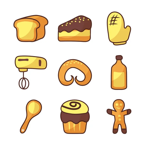 Conjunto de iconos panadería sobre fondo blanco — Vector de stock