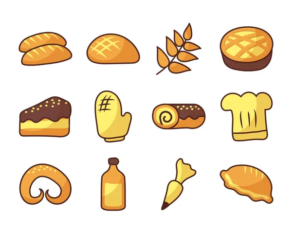 Set von Symbolen Bäckerei auf weißem Hintergrund — Stockvektor