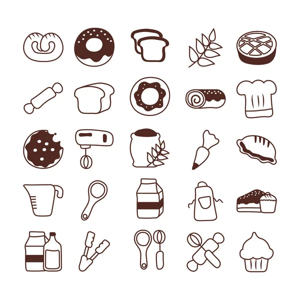 Set of icons bakery, line style icon — Stock Vector