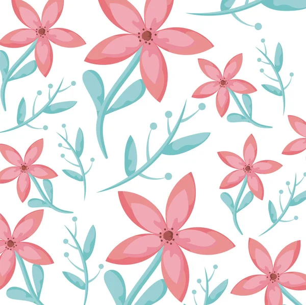 Floral white background with pink flowers — Wektor stockowy