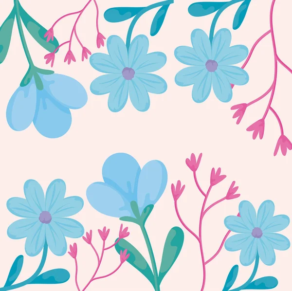 Floral pink background with spring flowers — Wektor stockowy
