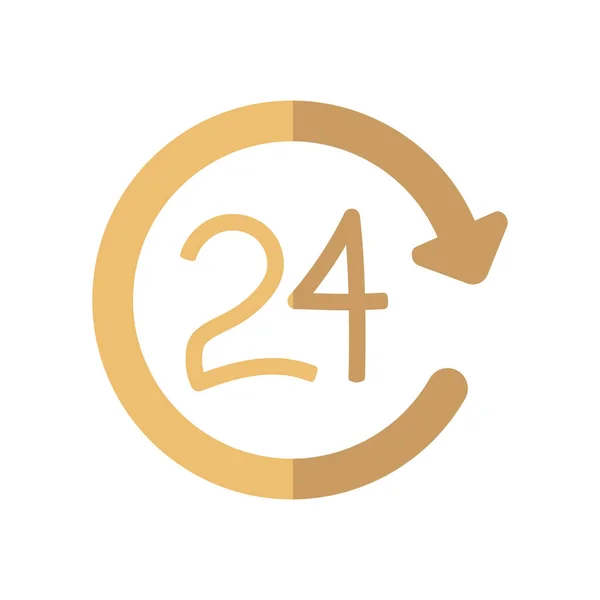 24 hours symbol icon, flat style — 스톡 벡터