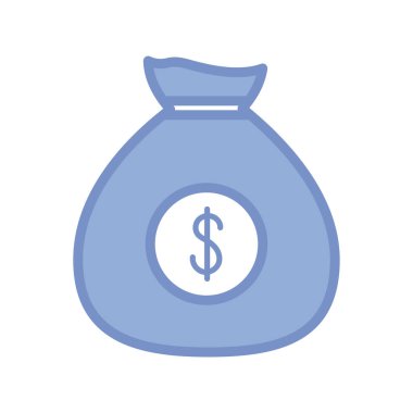 money bag icon, blue outline style
