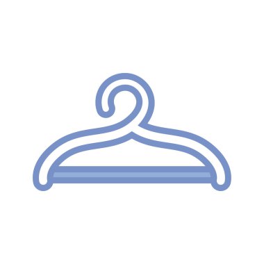 clothes hanger icon, blue outline style
