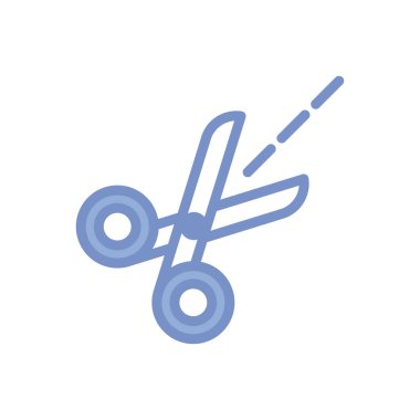 scissors icon, blue outline style