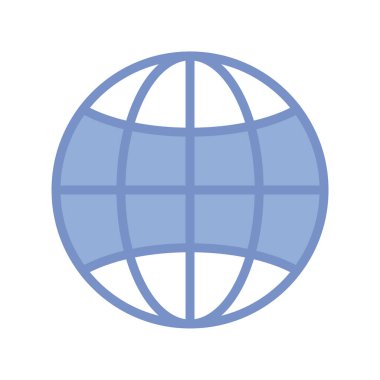 global sphere icon, blue outline style