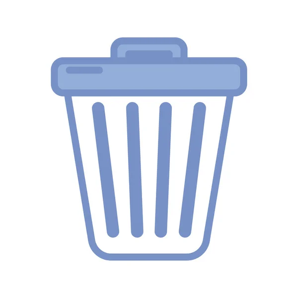 Иконка корзины для мусора, синий контур — стоковый вектор