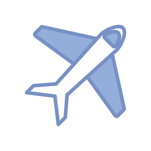 Airplane icon, blue outline style — Stock Vector