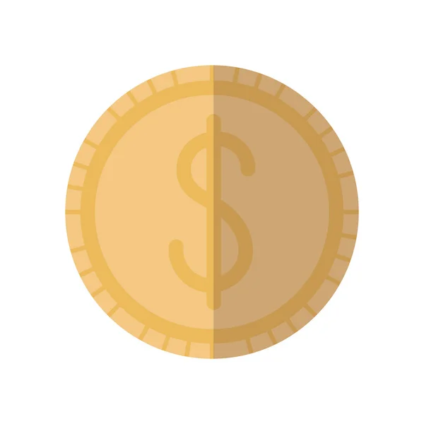 Geld munt pictogram, platte stijl — Stockvector