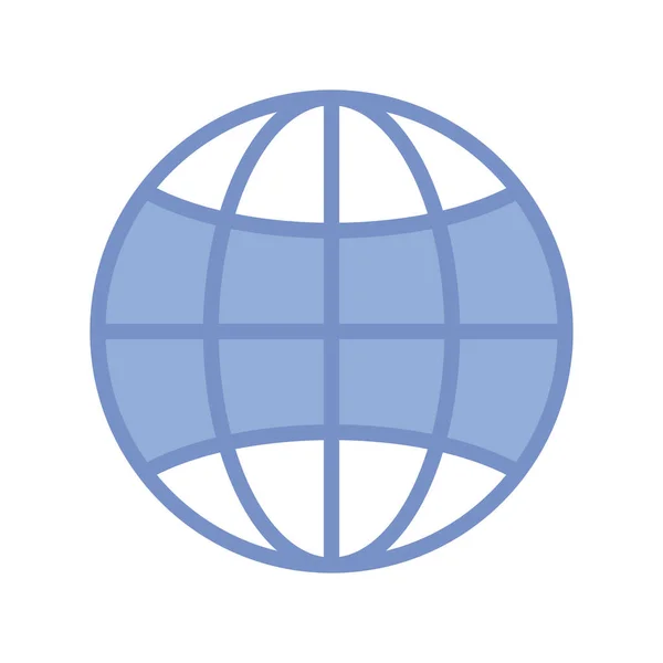 Icona della sfera globale, stile contorno blu — Vettoriale Stock