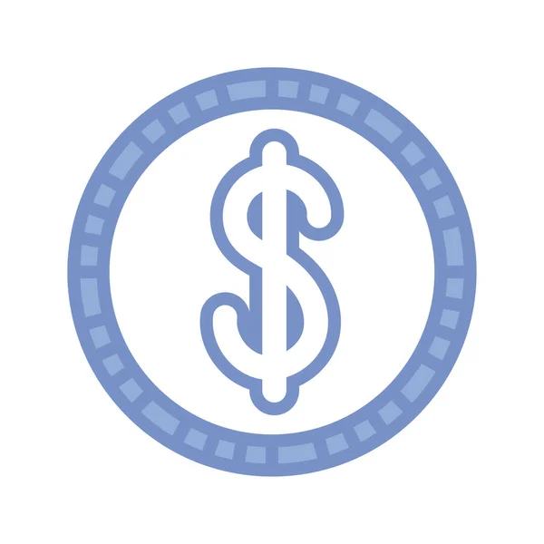 Money coin icon, blue outline style — Stock Vector
