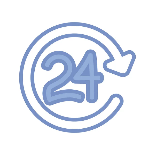 24 hours symbol icon, blue outline style — 图库矢量图片