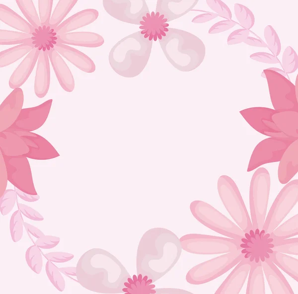 Fondo floral rosa con hermosas flores — Vector de stock