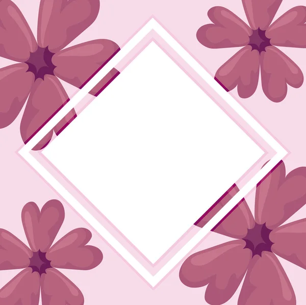 Decorative frame over floral background with pink flowers — Διανυσματικό Αρχείο