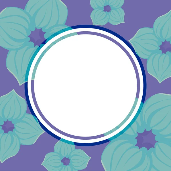 ターコイズの花を背景にした装飾的な円形のフレーム — ストックベクタ