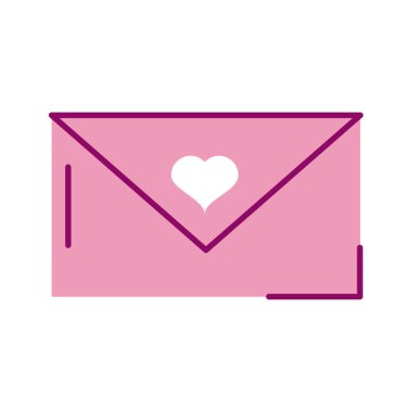 Bir kalp, yarım çizgi ve renk simgesi ile kapatılmış zarf