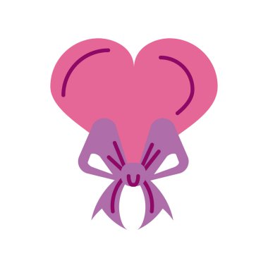 Kurdele desenli kalp, yarım çizgi ve renk simgesi