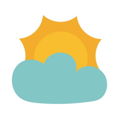 Beyaz arkaplanda bulutlu güneş