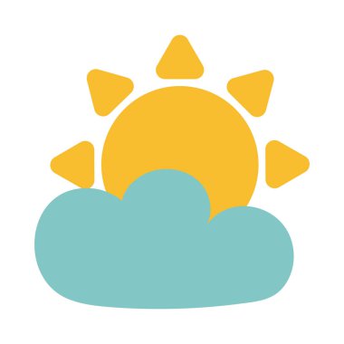 Beyaz arkaplanda bulutlu güneş