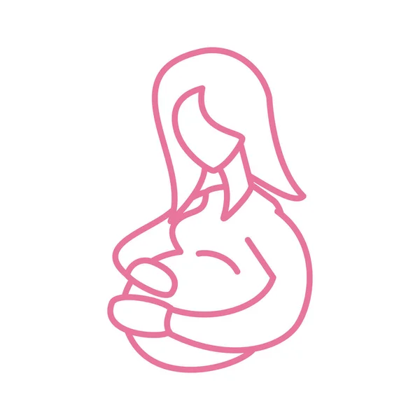 Gravid kvinna, linje stil ikon — Stock vektor