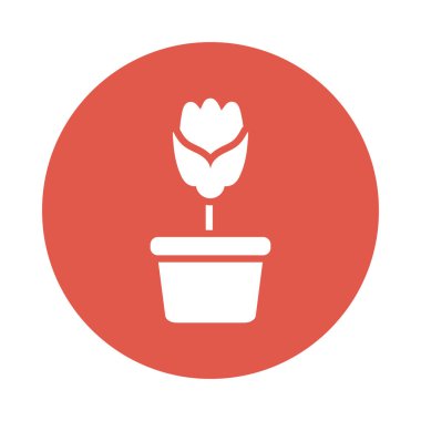 Saksısı, bloğu ve düz stili ikonu olan sevimli bir çiçek