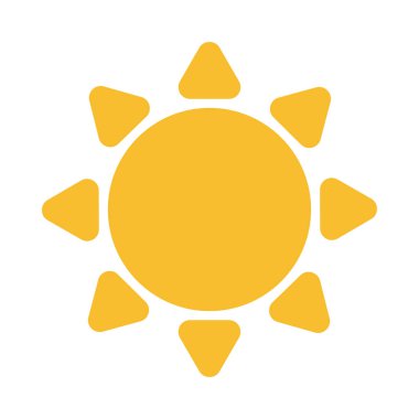 Beyaz arkaplanda parlak güneş