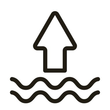 yukarı ok ile deniz dalgaları, çizgi biçimi simgesi