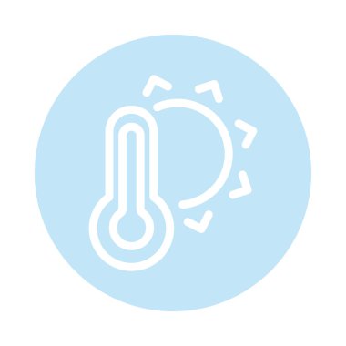 Güneş, blok ve düz biçim simgesine sahip termometre