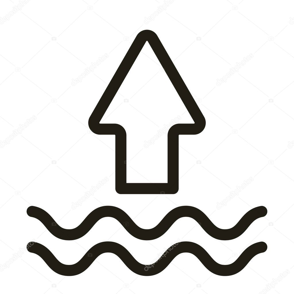 sea waves with up arrow, line style icon