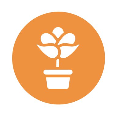 Saksısı, bloğu ve düz stili ikonu olan sevimli bir çiçek