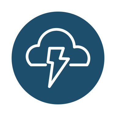 Yıldırımlı bulut, blok ve düz biçim simgesi