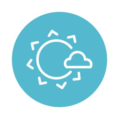 bulutlu güneş, blok ve düz biçim simgesi