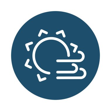 Rüzgarlı güneş, blok ve düz biçim simgesi