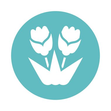 Yapraklı çiçek, blok ve düz biçim simgesi