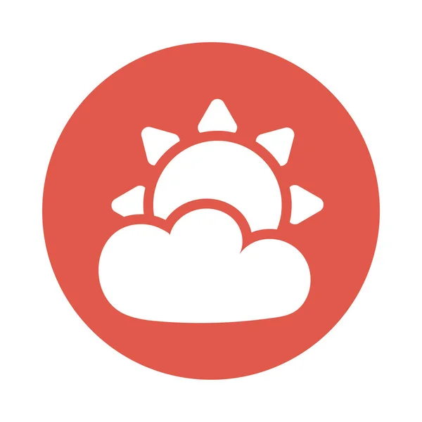 Sol con nube, bloque e icono de estilo plano — Vector de stock