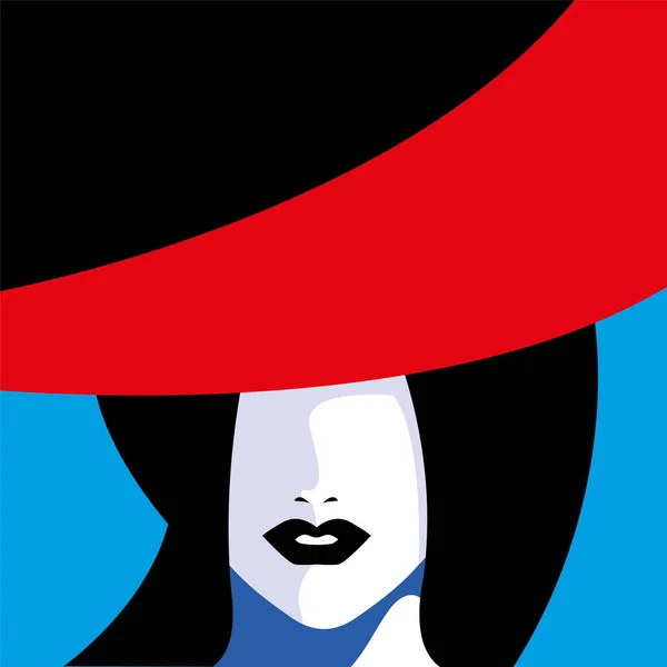 Retrato de mujer joven abstracta con sombrero — Vector de stock